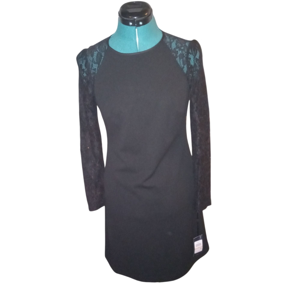 Tommy Hilfiger Elegant Black Lace Sleeve Dress